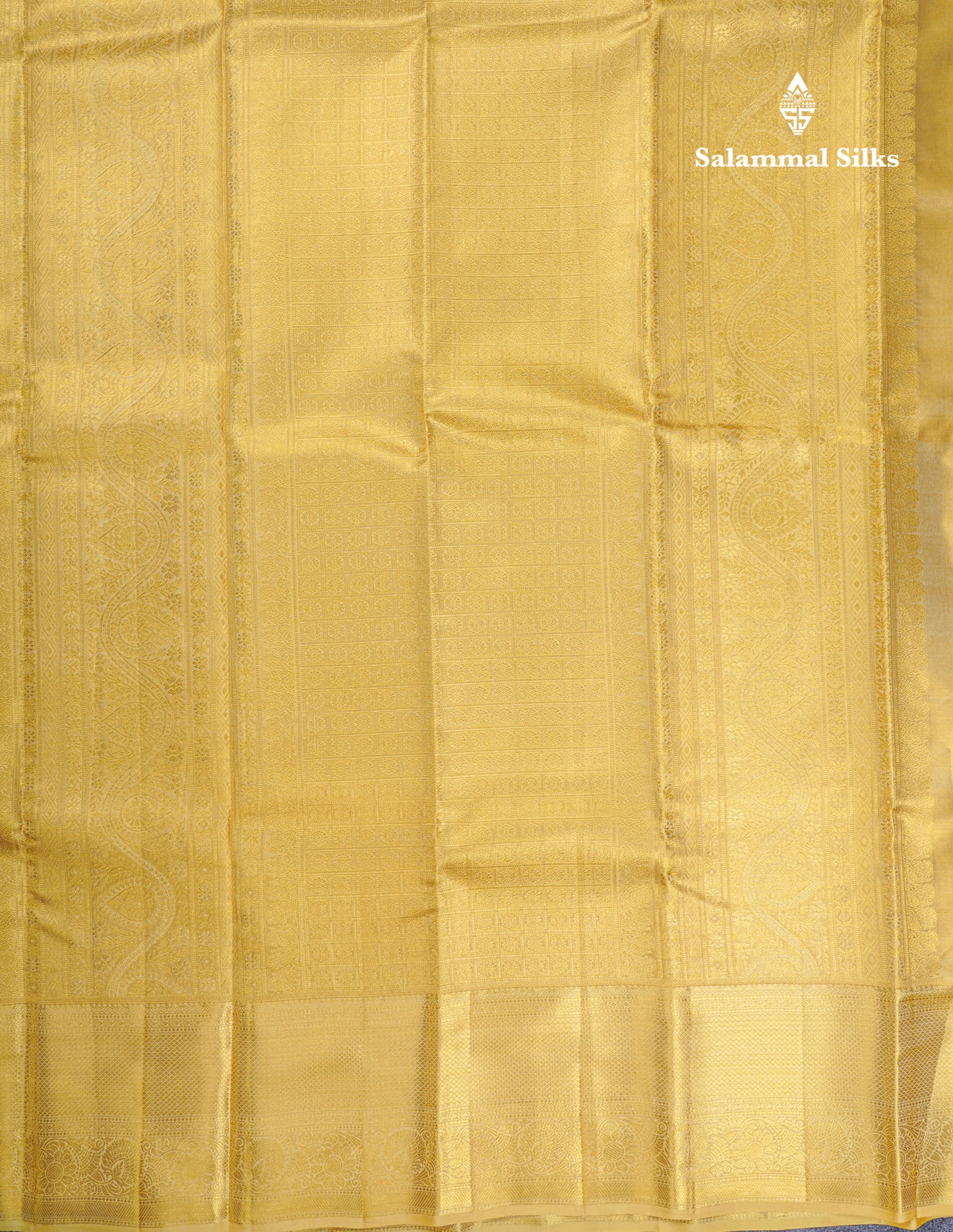 Beautiful Gold Tissue Bridal Pure Kanjivaram Silk Saree With Contrast Golden Yellow Border