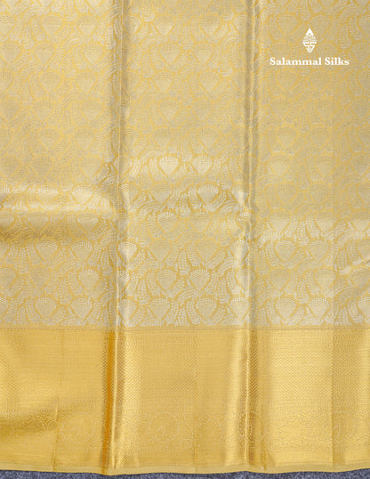 Beautiful Gold Tissue Bridal Pure Kanjivaram Silk Saree With Contrast Golden Yellow Border