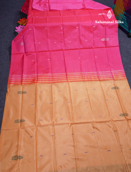 Rani Pink Banana Pinth Saree (Vaazhainaar Pattu) With Contrast Sandal Blouse