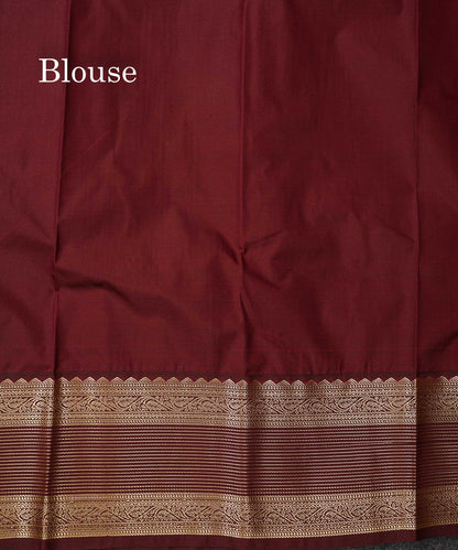 Semi Silk Saree - Mustard Yellow Mango Butta With Checks Along With Contrast Dark Brown Traditional Border