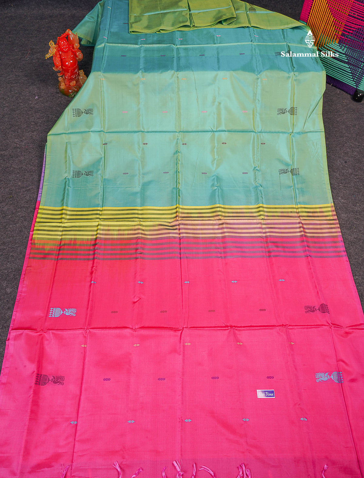 Rexona Banana Pinth Saree (Vaazhainaar Pattu) With Contrast Pink Blouse