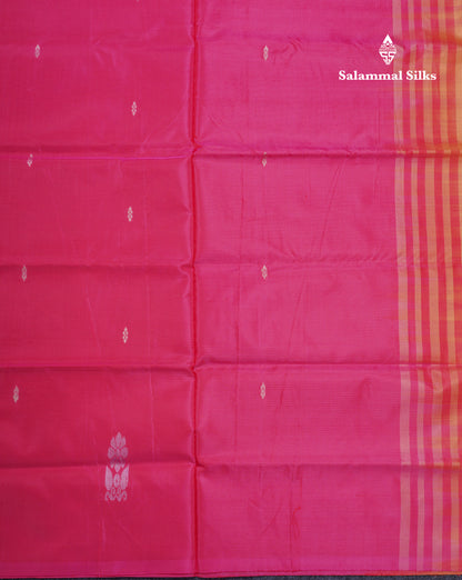 Rani Pink Banana Pinth Saree (Vaazhainaar Pattu) With Contrast Sandal Blouse