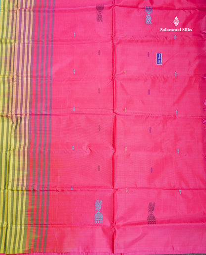 Rexona Banana Pinth Saree (Vaazhainaar Pattu) With Contrast Pink Blouse