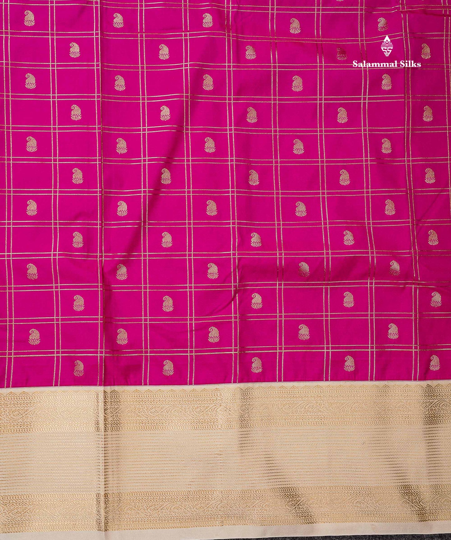 Semi Silk Saree - Mustard Yellow Mango Butta With Checks Along With Contrast Dark Brown Traditional Border