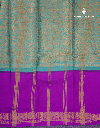 Beautiful Violet Vanasingaram Traditional Sungudi Cotton Saree With Contrast Cream Gap Border