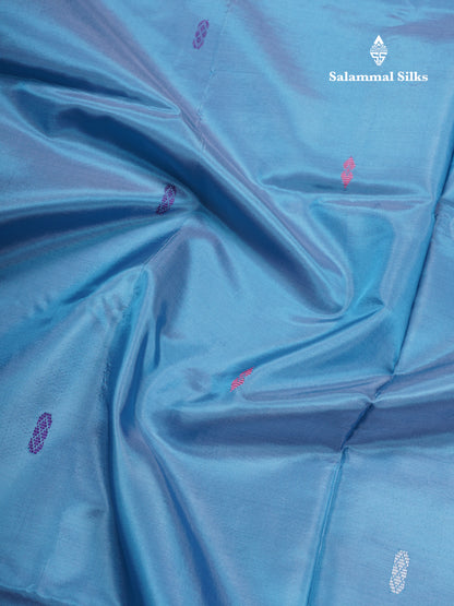 Pastel Blue Banana Pinth Saree (Vaazhainaar Pattu) With Contrast Lavender Blouse