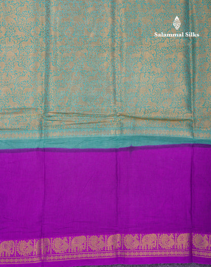 Beautiful Violet Vanasingaram Traditional Sungudi Cotton Saree With Contrast Cream Gap Border