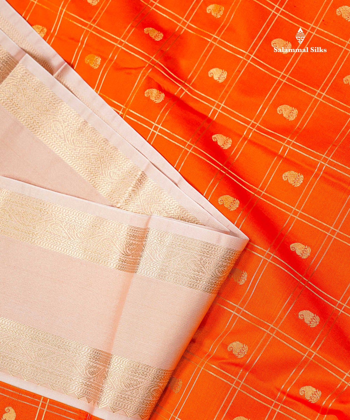 Semi Silk Saree - Light Lavender Mango Butta With Checks Along With Contrast Dark Brown Traditional Gap Border
