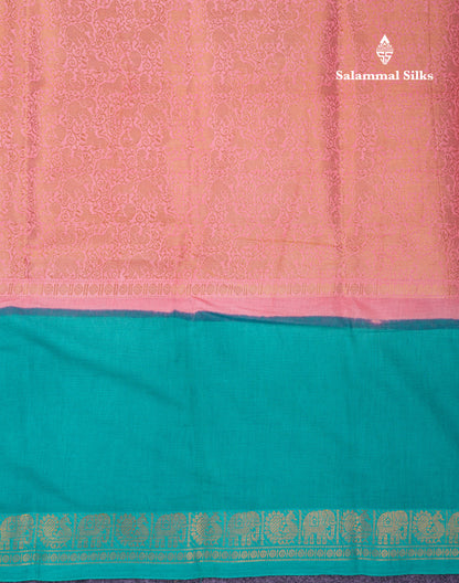 Beautiful Violet Vanasingaram Traditional Sungudi Cotton Saree With Contrast Cream Gap Border