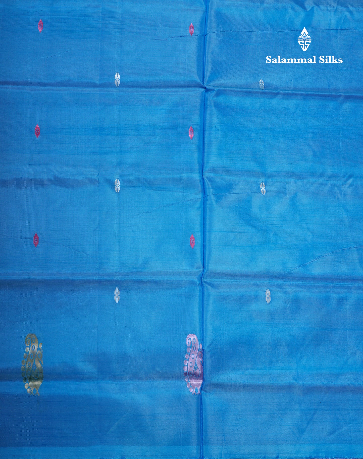 Sky Blue Banana Pinth Saree (Vaazhainaar Pattu) With Contrast Violet Blouse