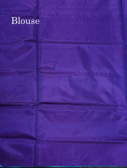 Sky Blue Banana Pinth Saree (Vaazhainaar Pattu) With Contrast Violet Blouse