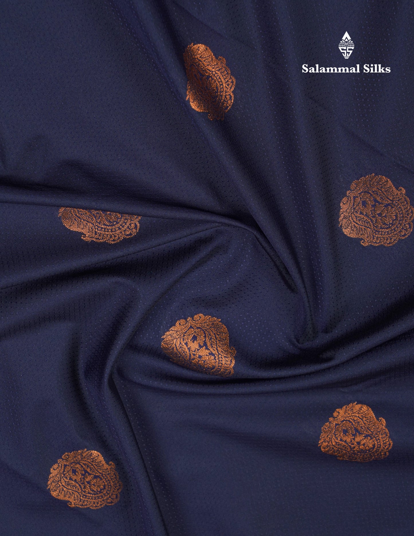 Dark Navy Blue Semi Silk Saree With Contrast Peacock Blue Traditional Border