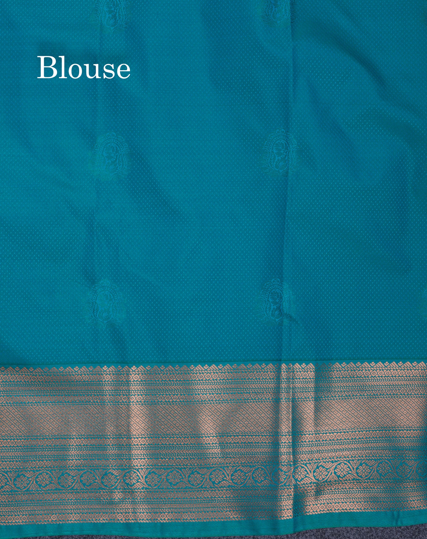 Dark Navy Blue Semi Silk Saree With Contrast Peacock Blue Traditional Border