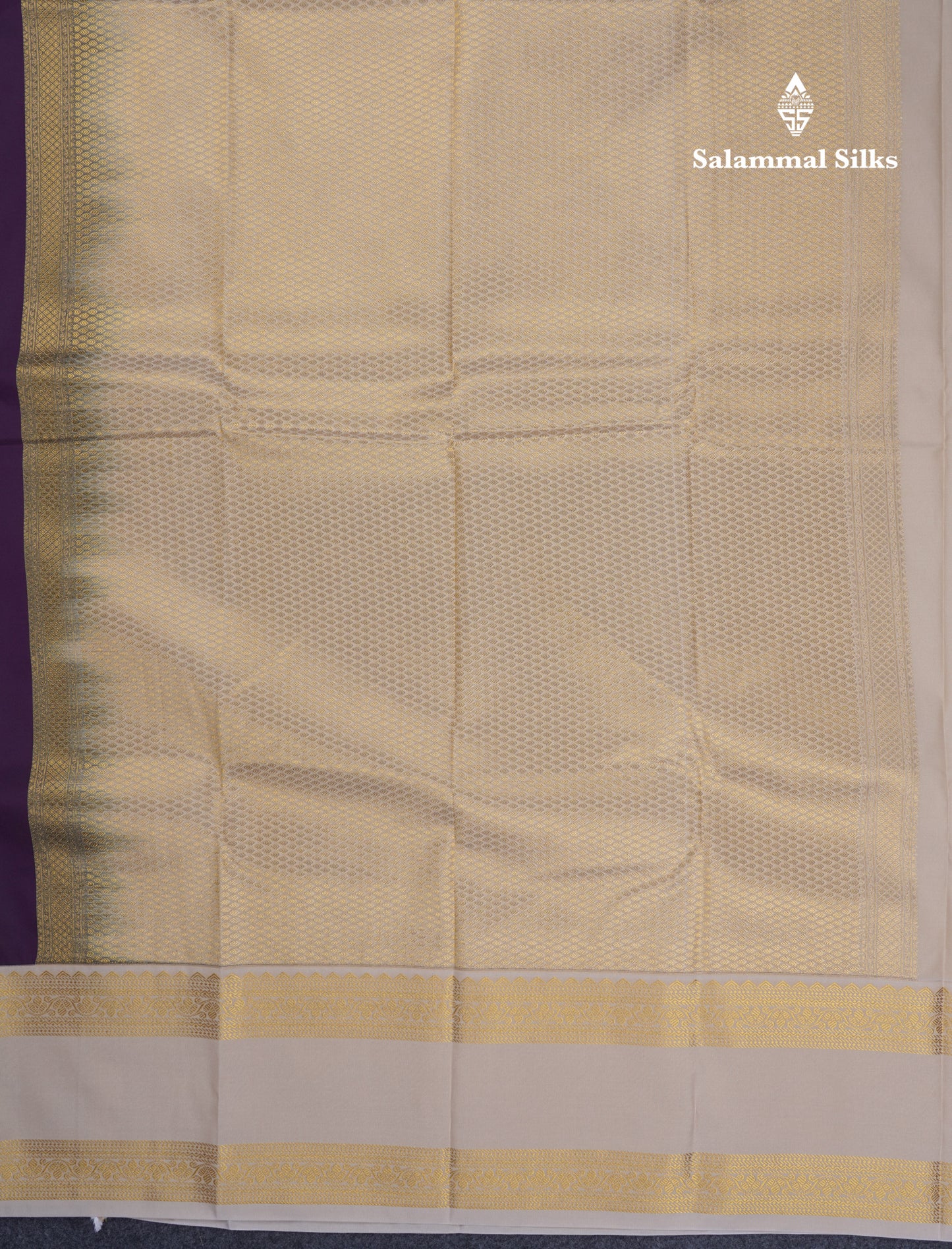 Dark Purple Semi Silk Saree With Contrast Sandal Traditional Rettapet Border