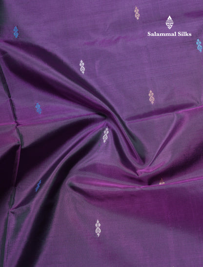 Dual Tone Purple Banana Pinth Saree (Vaazhainaar Pattu) With Contrast Pastel Blue Blouse