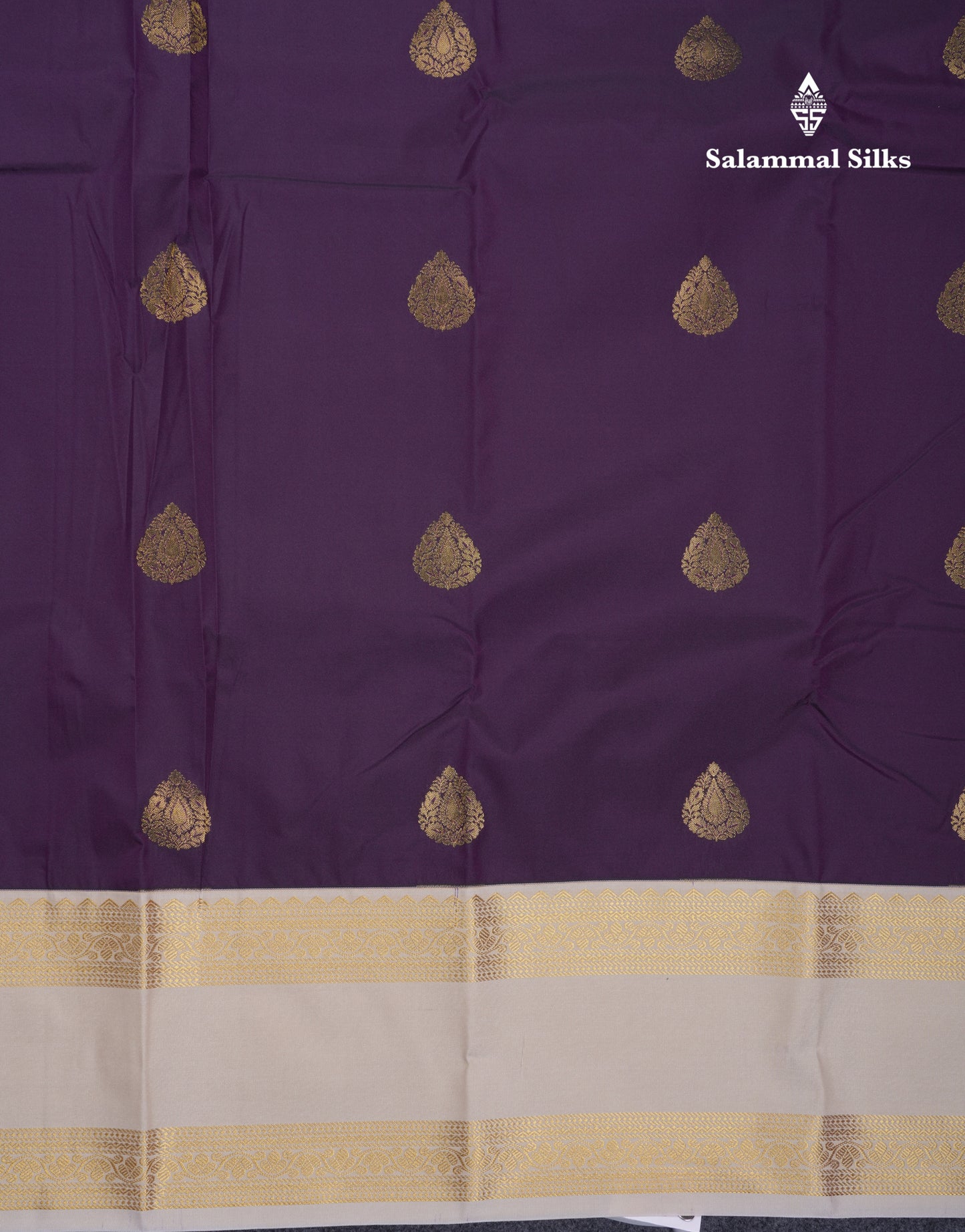 Dark Purple Semi Silk Saree With Contrast Sandal Traditional Rettapet Border