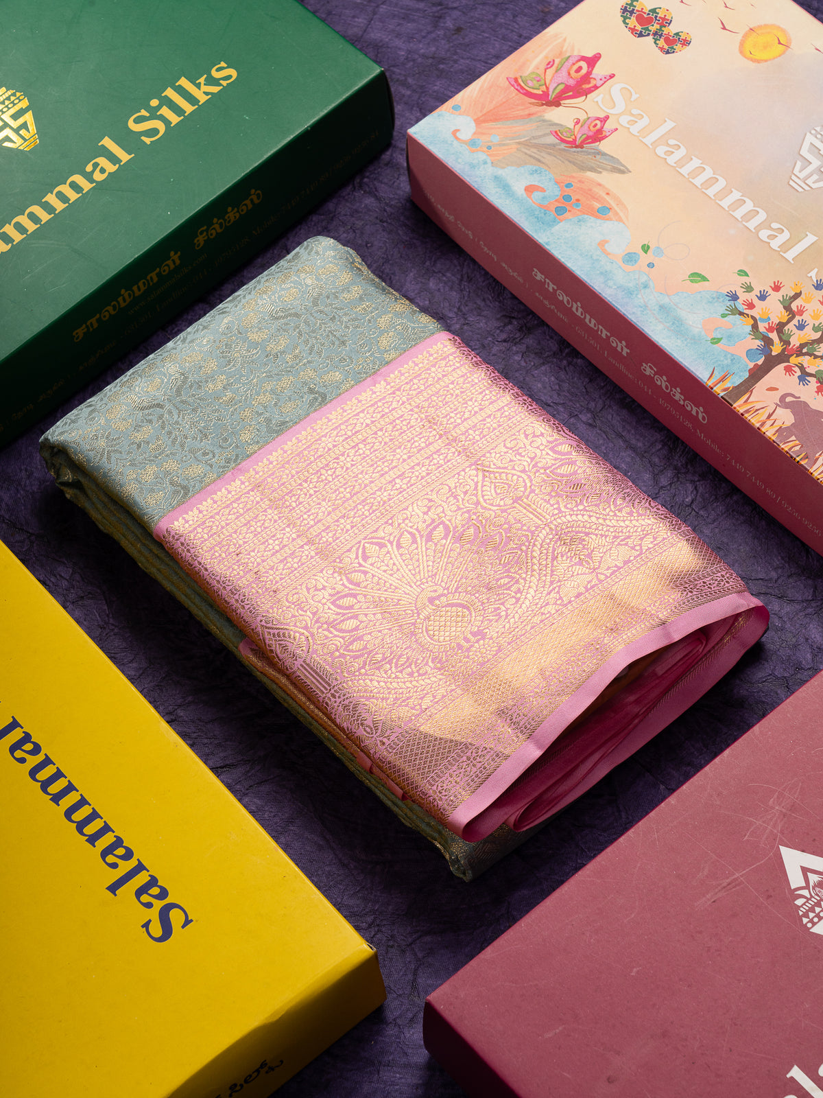Beautiful Ice Blue Bridal Pure Kanjivaram Silk Saree With Contrast Baby Pink Traditional Evening Morning Border