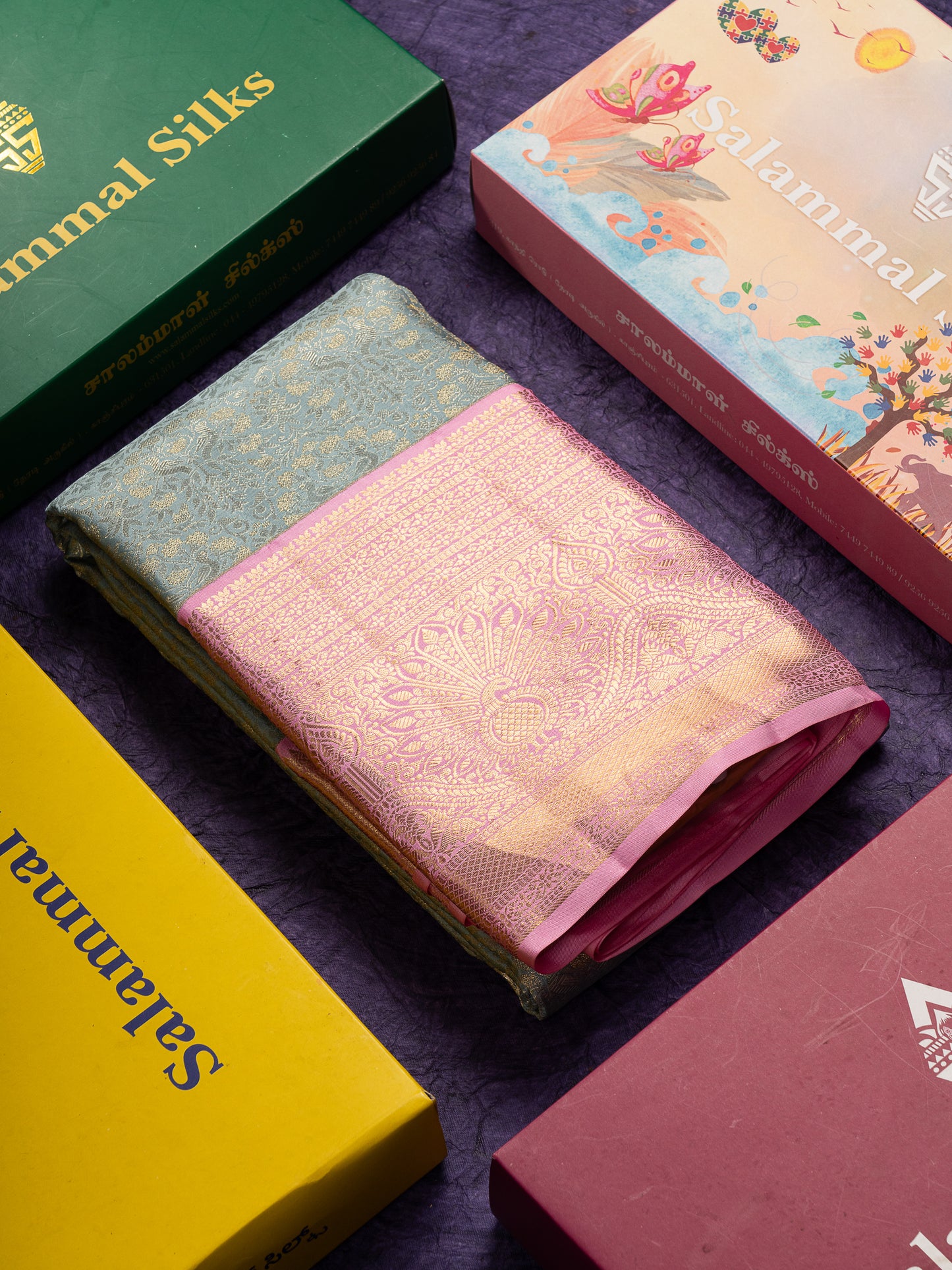 Beautiful Ice Blue Bridal Pure Kanjivaram Silk Saree With Contrast Baby Pink Traditional Evening Morning Border