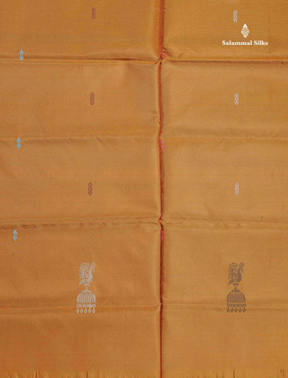 Banana Pinth Saree (Vaazhainaar Pattu) - Mustard Yellow Colour Body With Contrast Dual Tone Blue Blouse