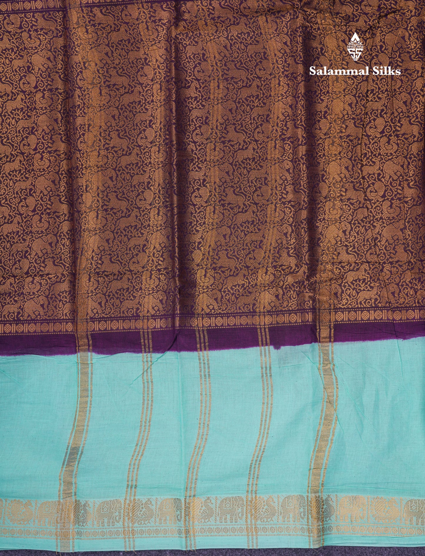 Beautiful Violet Vanasingaram Traditional Sungudi Cotton Saree With Contrast Cream Gap Border