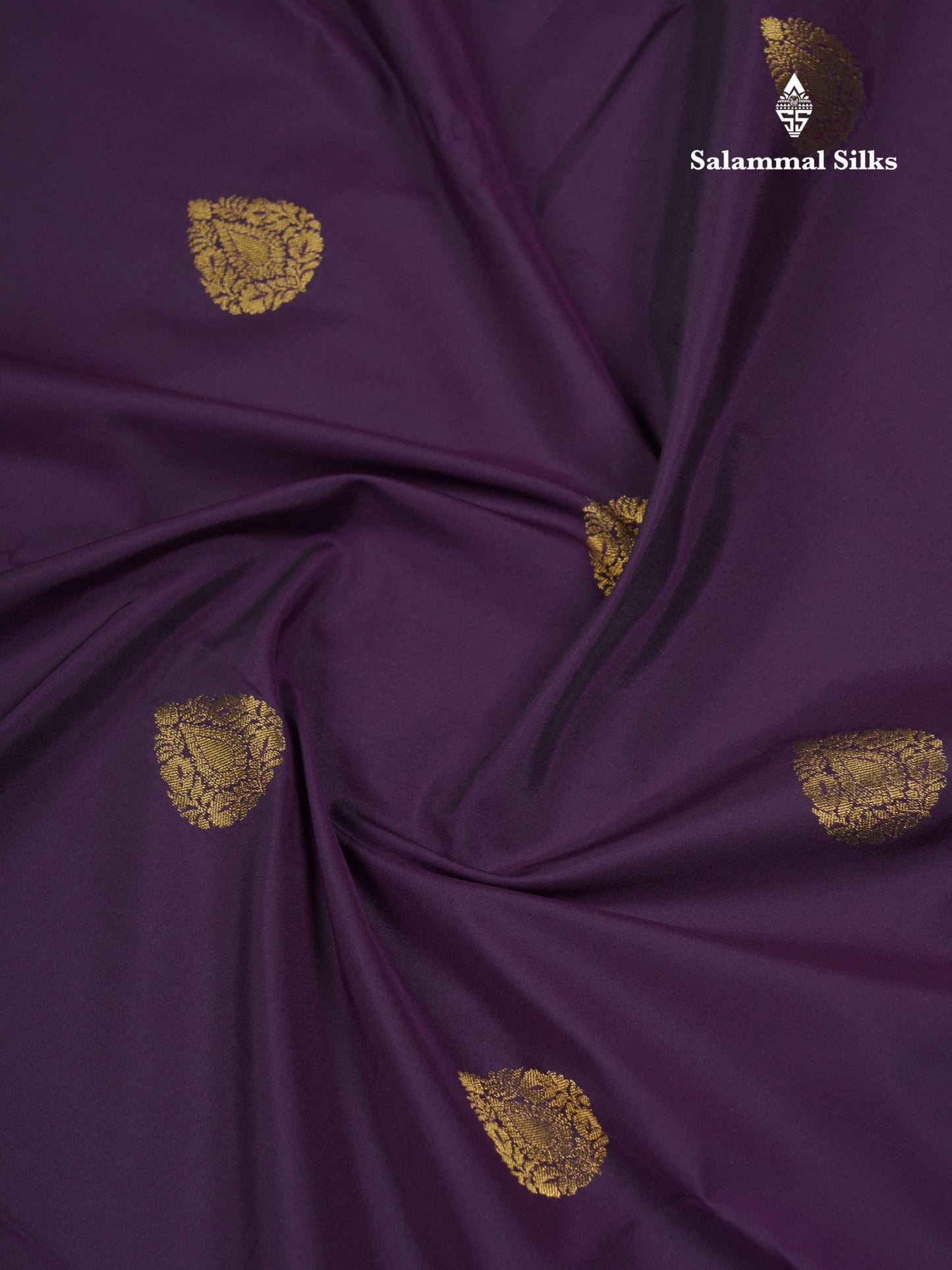Dark Purple Semi Silk Saree With Contrast Sandal Traditional Rettapet Border