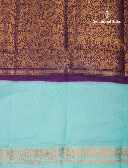 Beautiful Violet Vanasingaram Traditional Sungudi Cotton Saree With Contrast Cream Gap Border