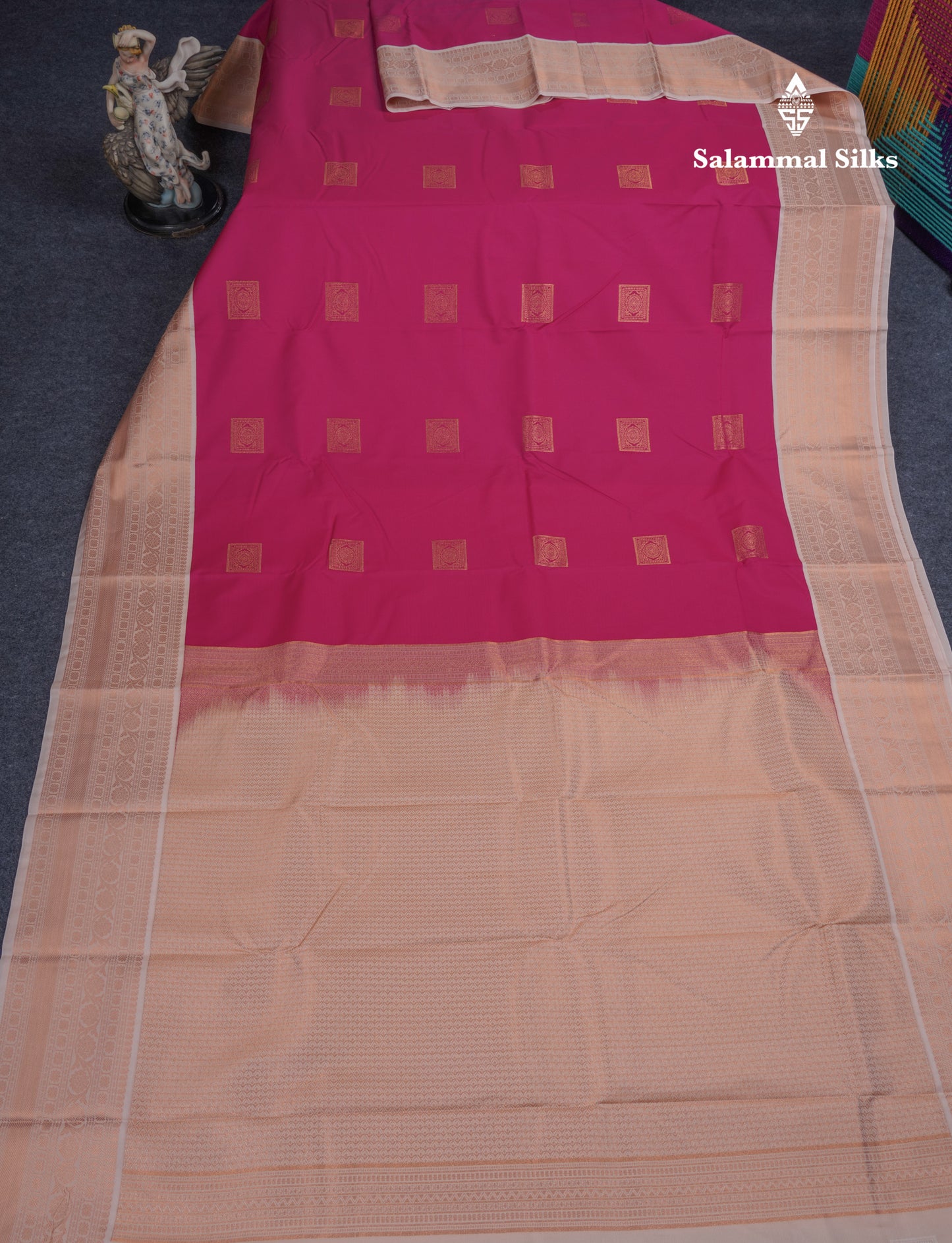 Pink Semi Silk Saree With Contrast Sandal Traditional Border
