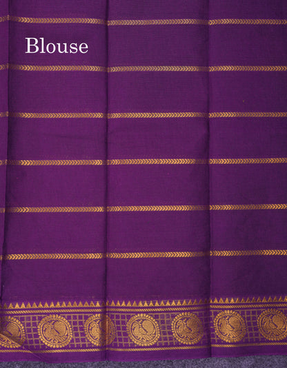 Beautiful Violet Vanasingaram Traditional Sungudi Cotton Saree With Contrast Cream Gap Border