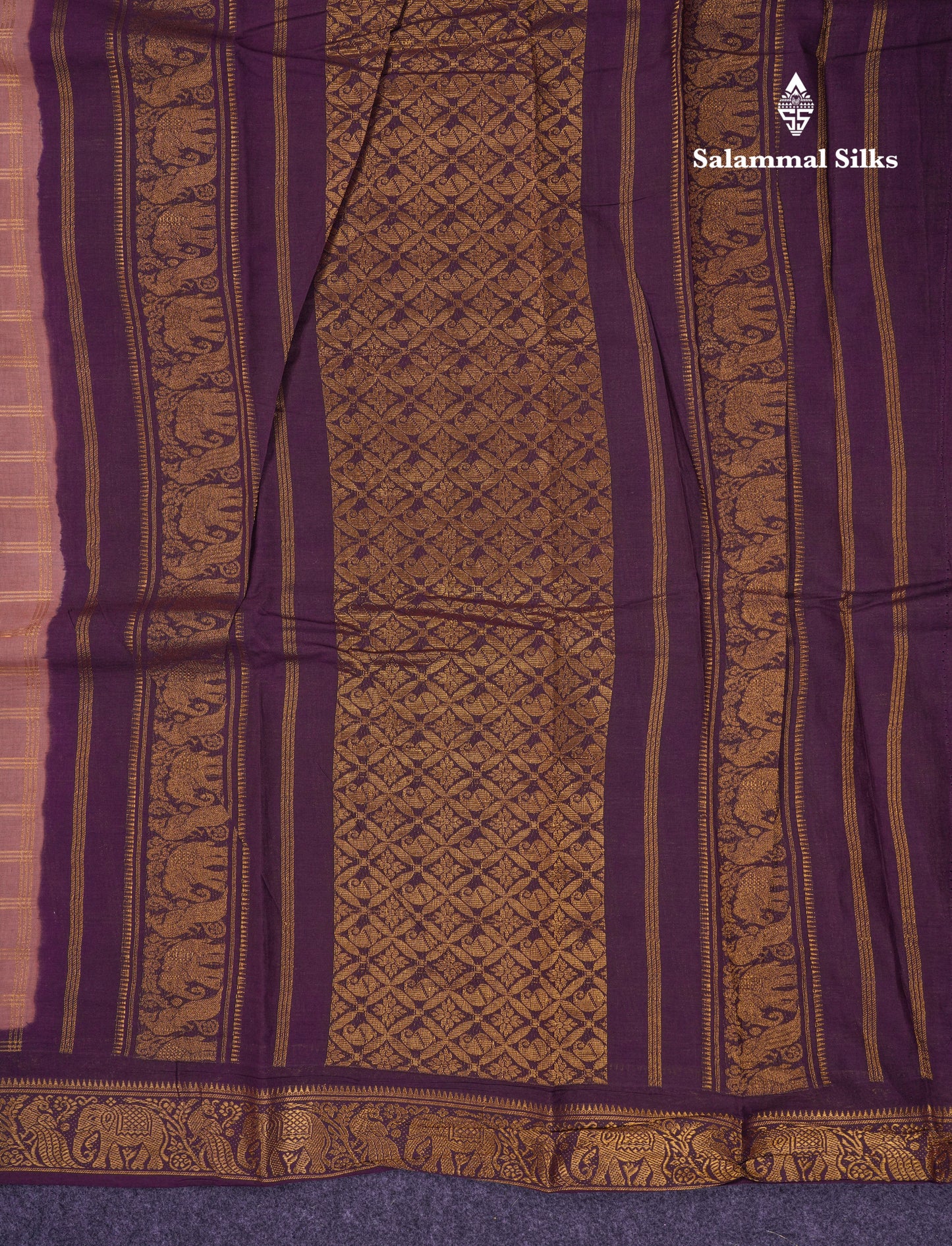 Beautiful Light Chocolate Sungudi Cotton Saree With Contrast Dark Magenta Traditional Border