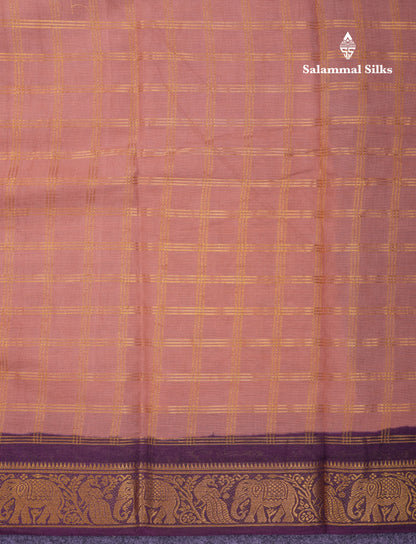 Beautiful Light Chocolate Sungudi Cotton Saree With Contrast Dark Magenta Traditional Border