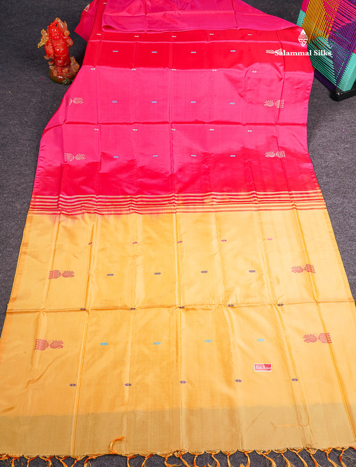 Pink Banana Pinth Saree (Vaazhainaar Pattu) With Contrast Sandal Blouse