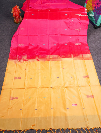 Pink Banana Pinth Saree (Vaazhainaar Pattu) With Contrast Sandal Blouse