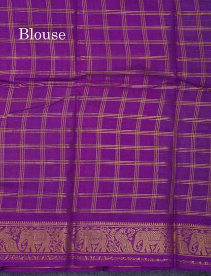 Beautiful Light Chocolate Sungudi Cotton Saree With Contrast Dark Magenta Traditional Border