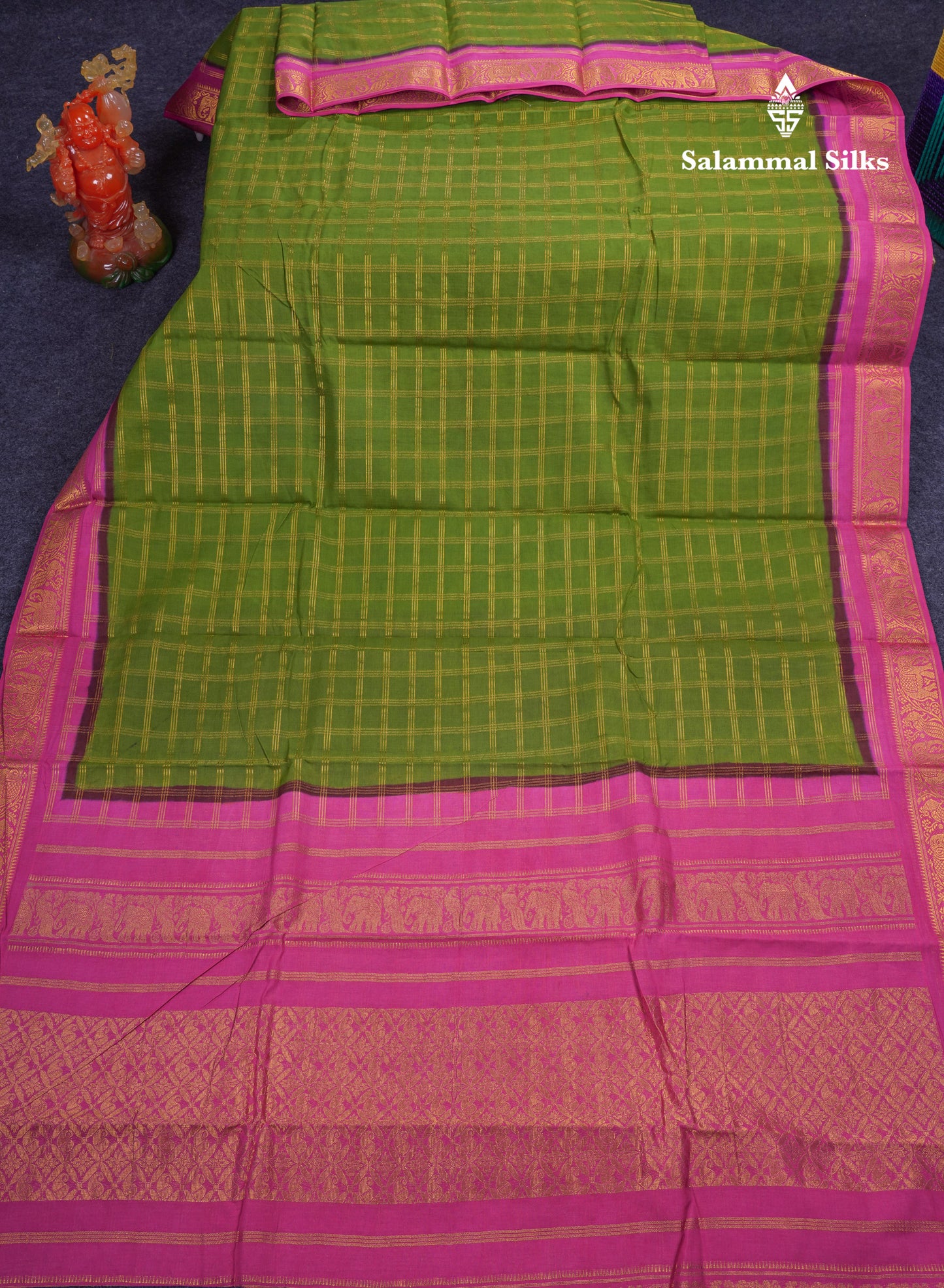 Beautiful Light Chocolate Sungudi Cotton Saree With Contrast Dark Magenta Traditional Border
