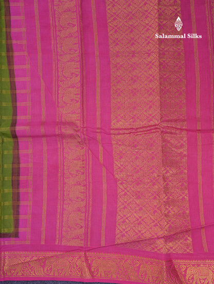 Beautiful Light Chocolate Sungudi Cotton Saree With Contrast Dark Magenta Traditional Border