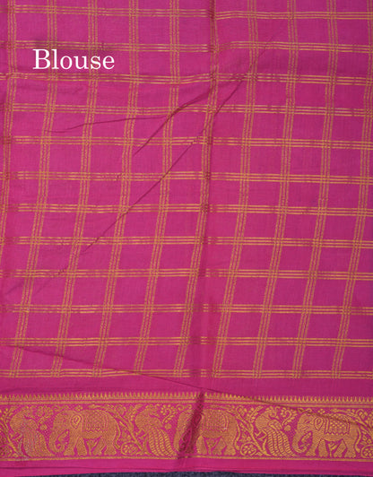 Beautiful Light Chocolate Sungudi Cotton Saree With Contrast Dark Magenta Traditional Border