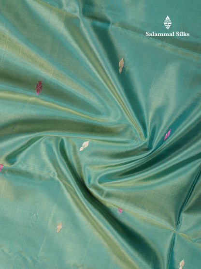 Light Green Banana Pinth Saree (Vaazhainaar Pattu) With Contrast Brown Blouse