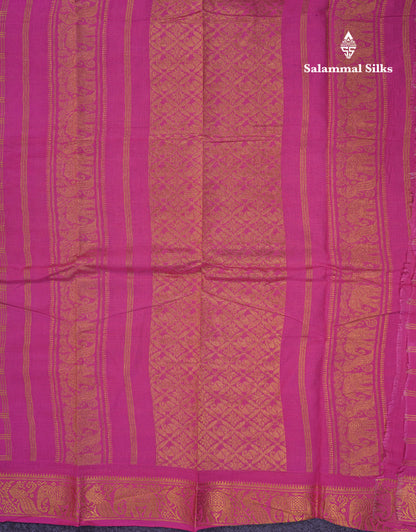 Beautiful Light Chocolate Sungudi Cotton Saree With Contrast Dark Magenta Traditional Border