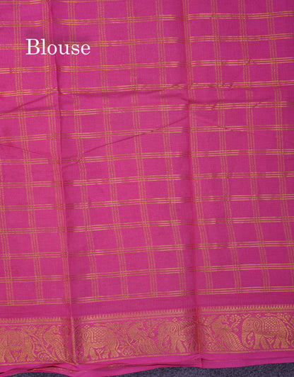 Beautiful Light Chocolate Sungudi Cotton Saree With Contrast Dark Magenta Traditional Border