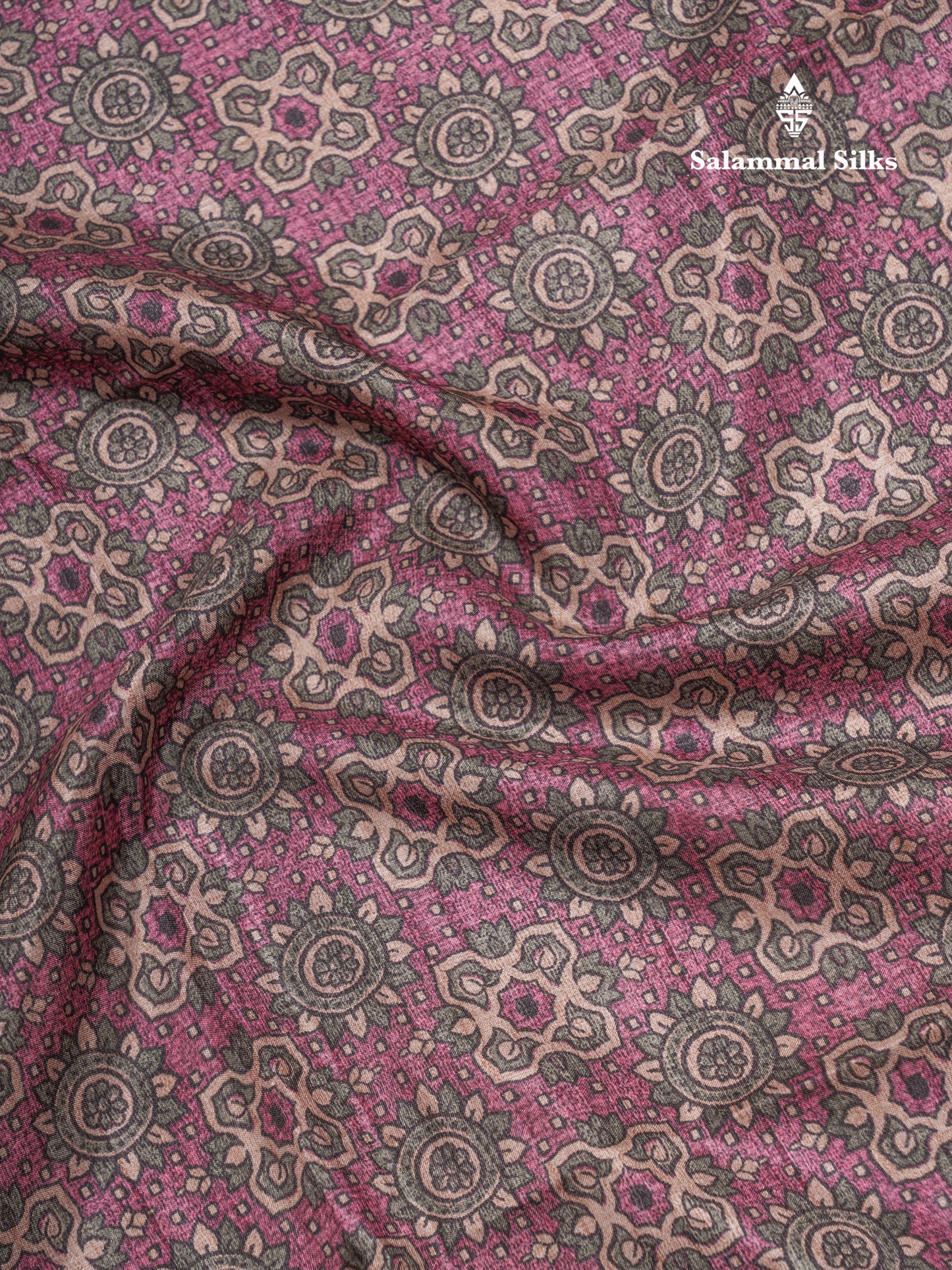 Purple Colour Semi Tussar Ajrah Kalamkari Print Saree With Contrast Pista Green Border