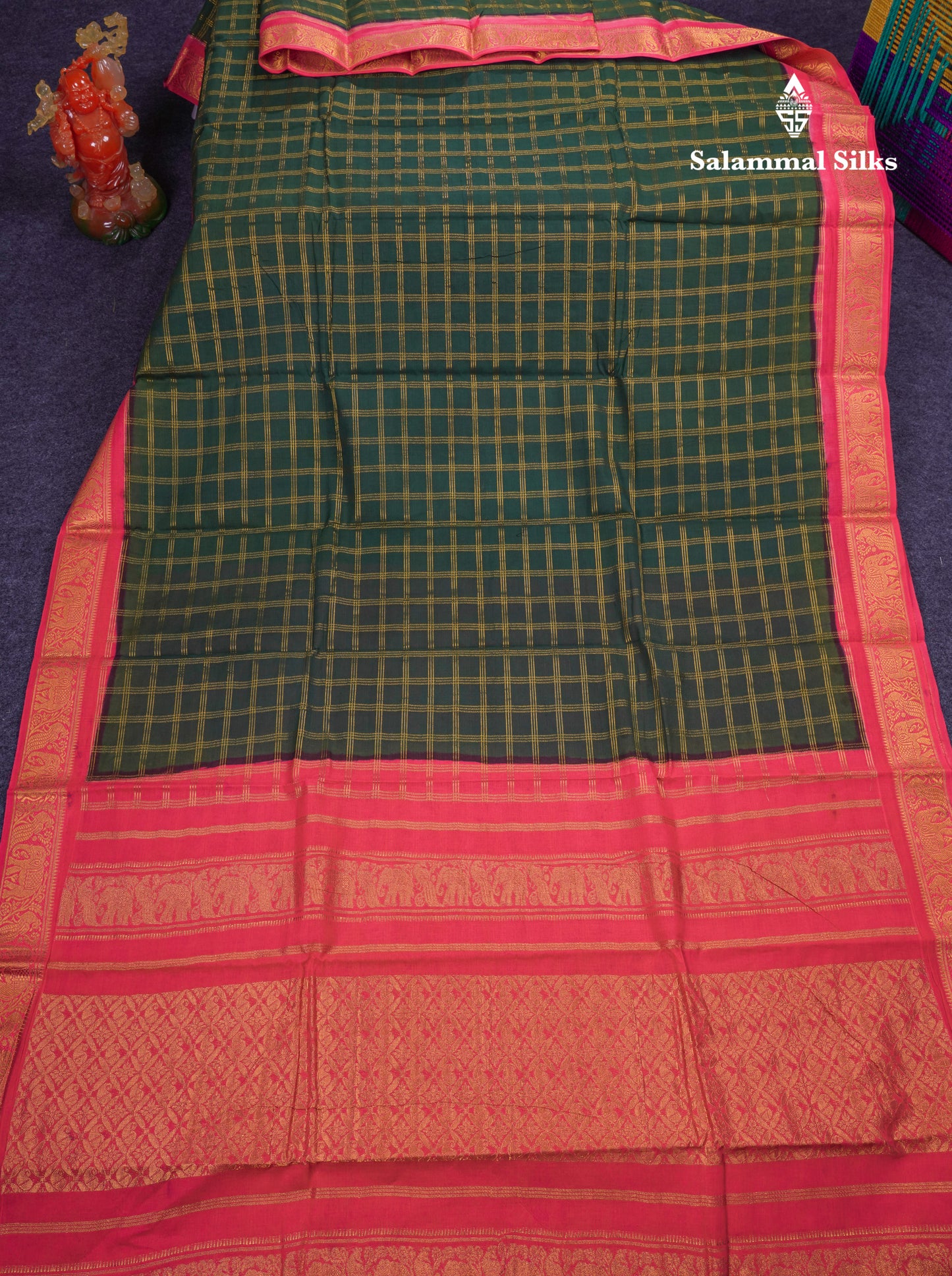 Beautiful Light Chocolate Sungudi Cotton Saree With Contrast Dark Magenta Traditional Border