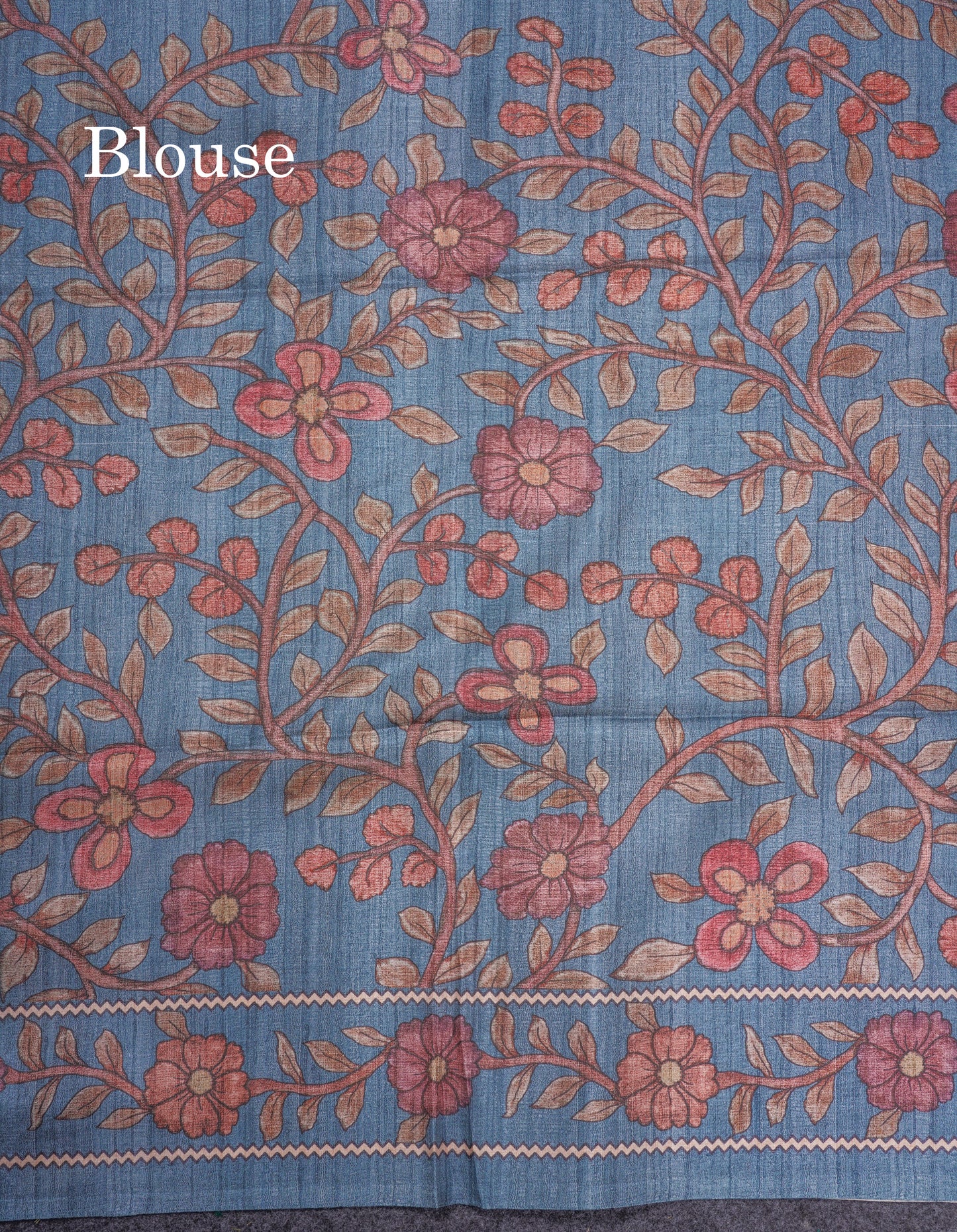 Purple Colour Semi Tussar Ajrah Kalamkari Print Saree With Contrast Pista Green Border