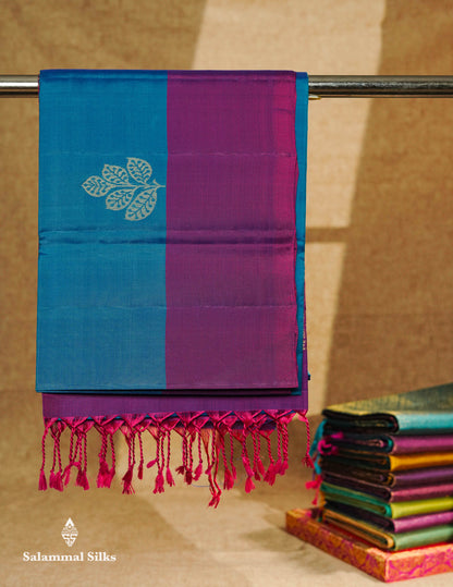 Beautiful Green PureMix Kanjivaram Soft Silk Saree With Contrast Dual Tone Peacock Blue Fancy Border