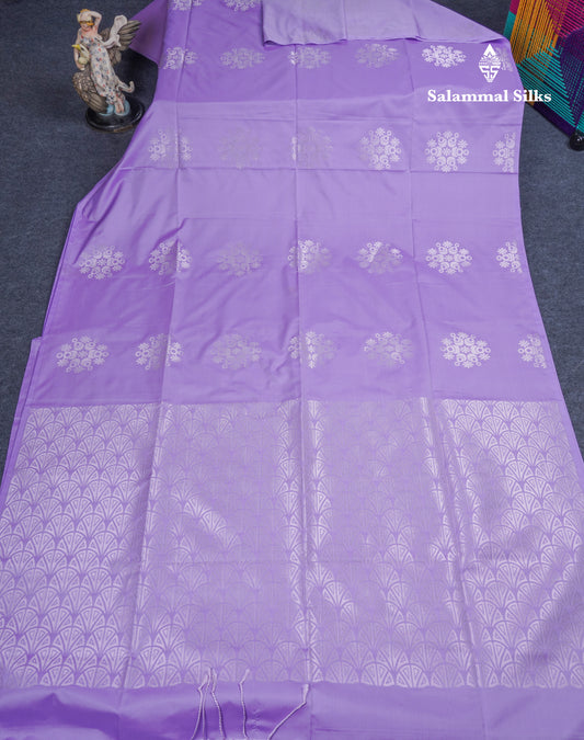 Lavender Semi Soft Silk Saree With Self Blouse