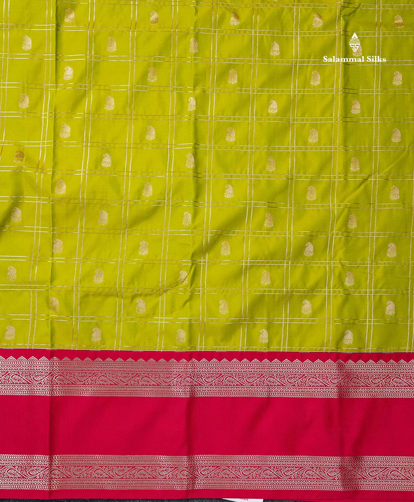 Semi Silk Saree - Light Lavender Mango Butta With Checks Along With Contrast Dark Brown Traditional Gap Border