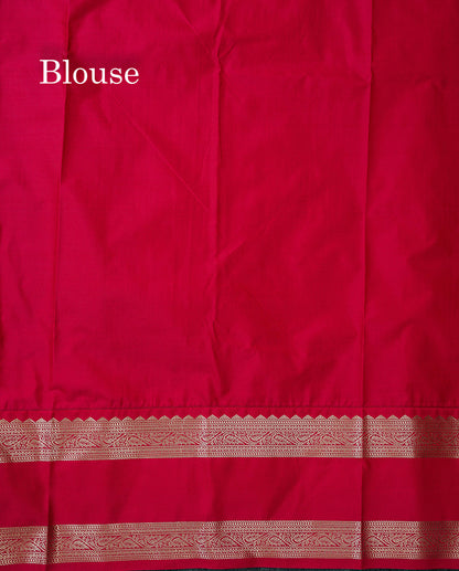 Semi Silk Saree - Light Lavender Mango Butta With Checks Along With Contrast Dark Brown Traditional Gap Border