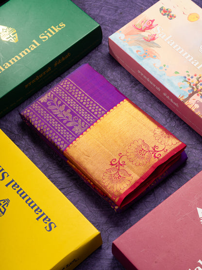Beautiful Vadamalli Pure Kanjivaram Silk Saree With Contrast Pinkish Red Traditional Evening Morning Border