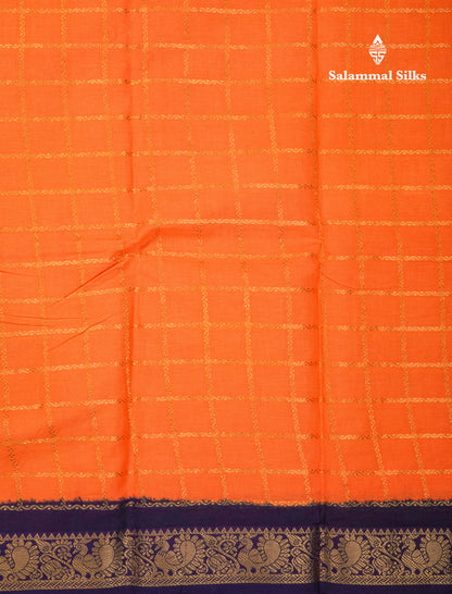 Beautiful Cream White Sungudi Cotton Saree With Contrast Orange Traditional Border