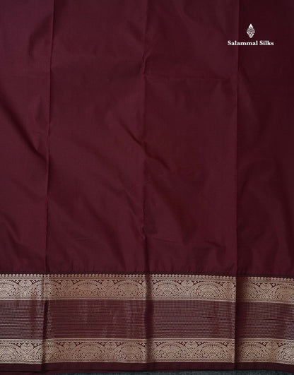 Semi Silk Saree -  Pink Butta With Vaira Oosi Lines Along With Contrast Dark Maroon Traditional Border