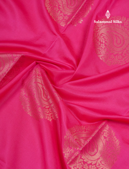 Pink Semi Soft Silk Saree With Self Blouse